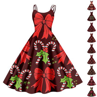 Рождественская женская повседневная модная юбка с цветочным принтом в стиле панк-ретро с открытыми плечами