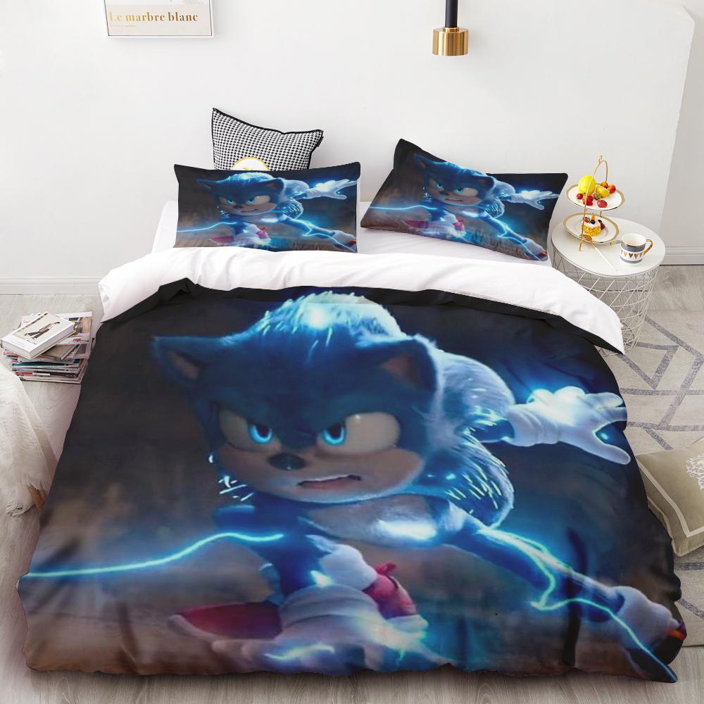 Teens Duvet Cover Sonic Hedgehog Cartoon Bedding Set Quilt Cover Set Twin Full Queen Comforter Cover Bedroom