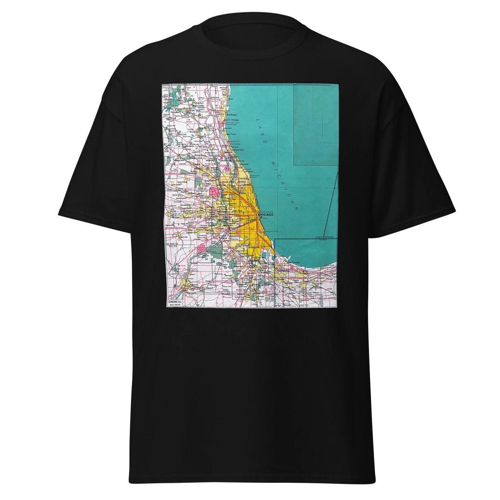 Vintage Chicago Map T-Shirt, A Historical Map Of Chicago Illinois, Unisex