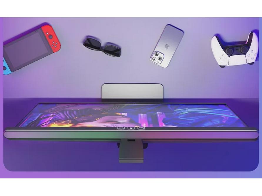 Large Curved Screen LED Desk Lamp with Colorful Ambiance Lighting - Perfect for Computer Monitors