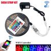 5M 5050 SMD 300Leds  RGB Wifi Wireless Control  Flexible Light Strip Lamp With 24Key Remote Controller 12V3A Power Supply Kit