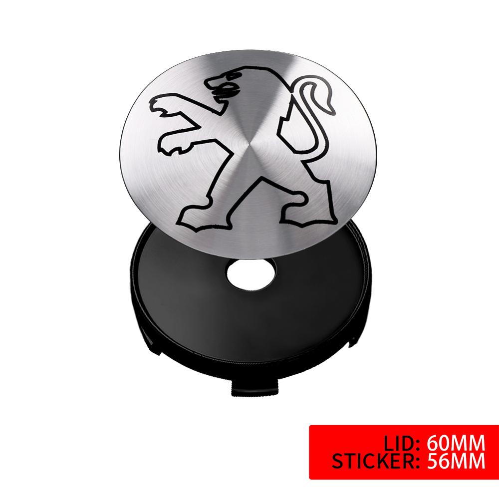 4Pcs 56/60mm Car Wheel Hub Center Cap Sticker Badge Cover For Peugeot 206 307 301 308 3008 207 208 407 408 508 2008 5008 107 205
