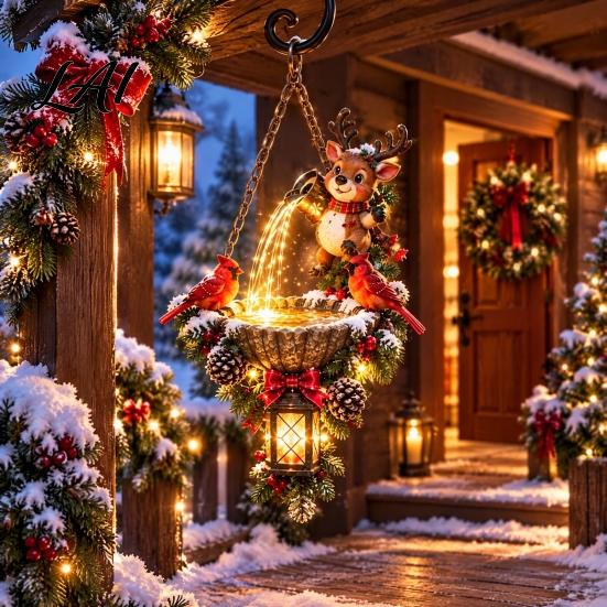 Fairy Tale Style Party Supplies Christmas Garden Lantern Magic Pouring Light Hanging Ornament LED Warm Indoor Home Holiday Ornament Glow,