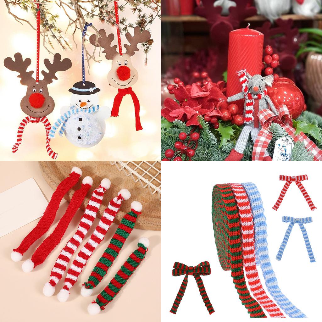 3 Colors Christmas Ribbons Braid Wool Knit Ribbon Winter Holiday Craft Ribbons for Gift Wrapping Christmas Decorations