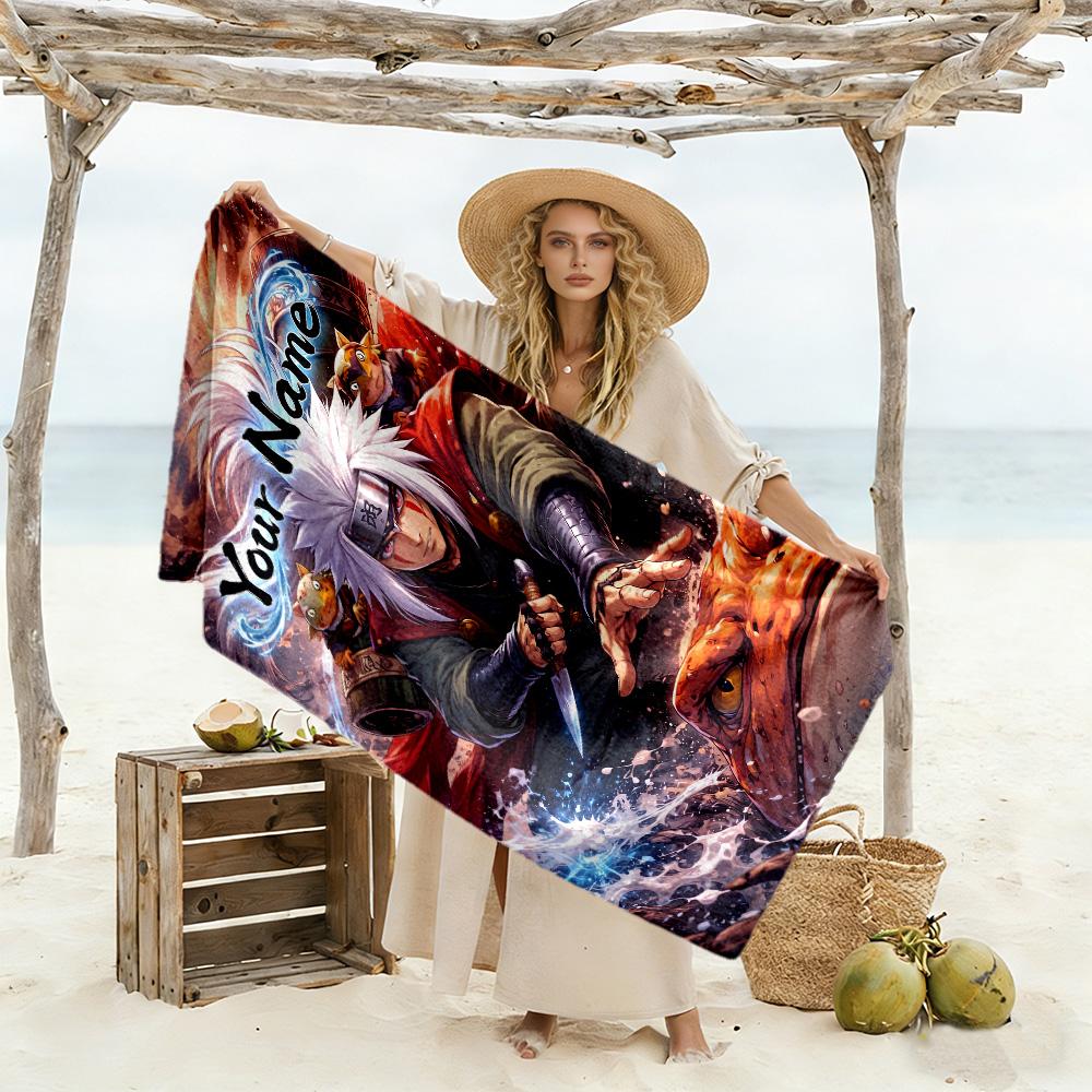 Naruto Character Customize Your Name Beach Towel Super Soft & Absorbent Portable for SwimmingBeachCamping Travel Beach AccessoriesGym