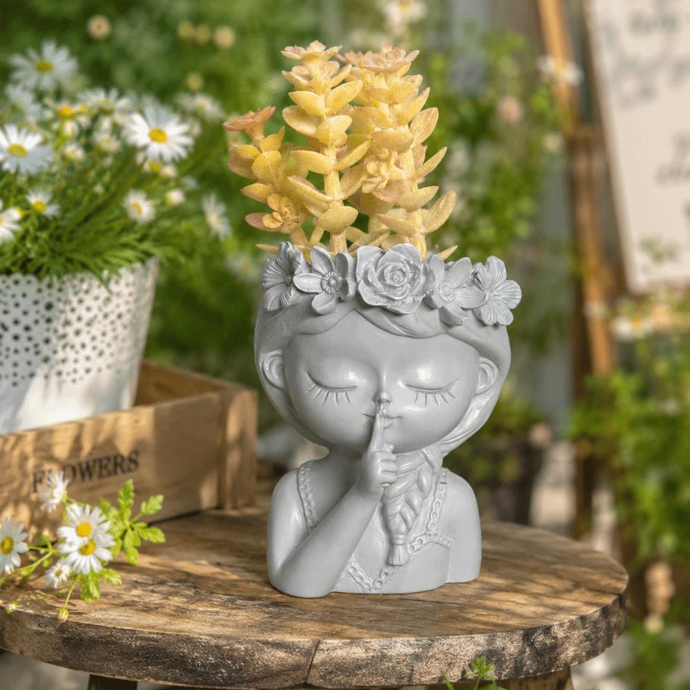 Home Decor Plant Pot Resin Storage Can Pretty Girl Flower Pot Home Decoration