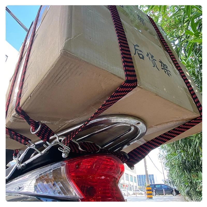 Motorcycle Elastic Luggage Rope Cord Hook Motorbike Bundling Elastic Rubber Band Bike Rope Tie Car Luggage Roof Rack Fixed Strap