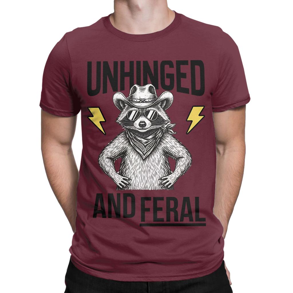 Raccoon Meme Funny Novelty Graphic 100 Cotton Tshirt Unhinged And Feral Tees Tops For Unisex