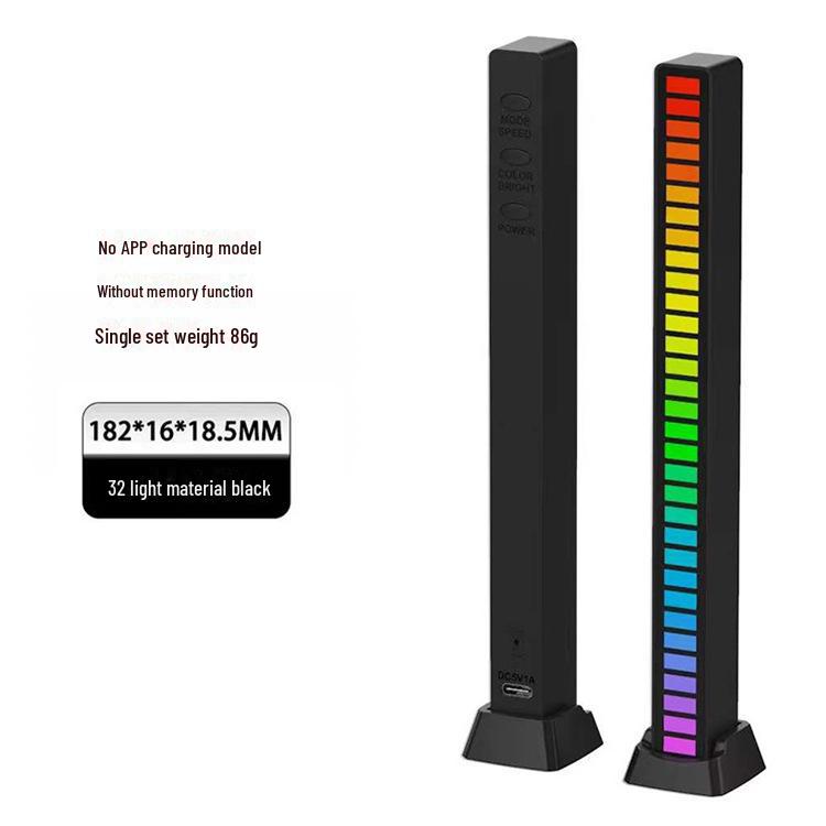 RGB светодиодная лента с Bluetooth и голосовым управлением - Световая панель с датчиком цвета, световой эффект под музыку и атмосферное освещение для рабочего стола или автомобиля.