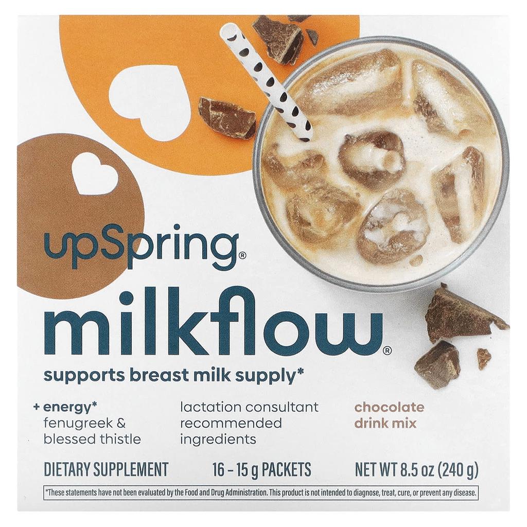 Milkflow Drink Mix, Chocolate Flavor, Pack of 16, 15G Each