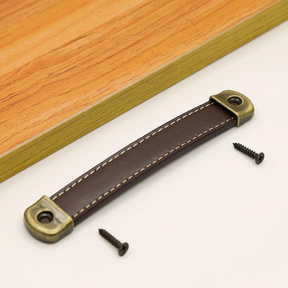 Цинк Цинковый сплав Ручка для ящика с винтами Мебельные ручки Винтажная кожаная ручка Шкаф