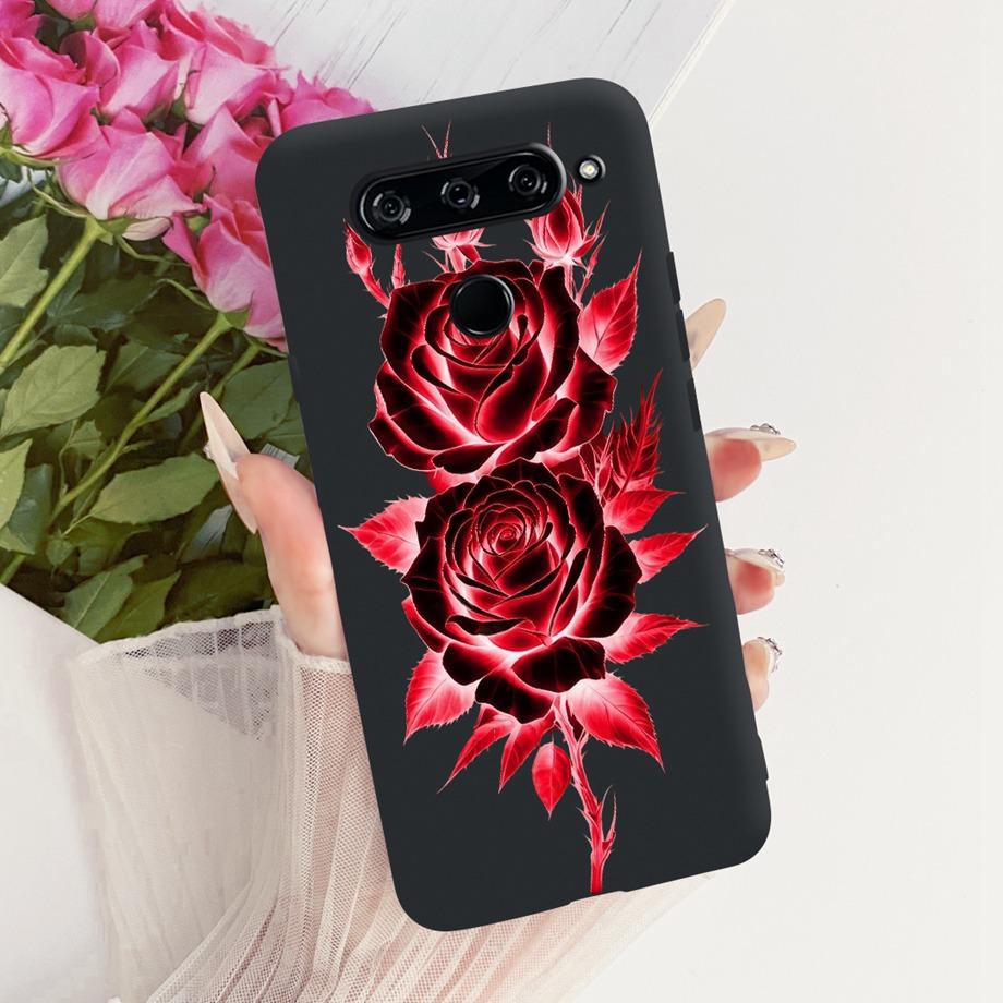 For LG V40 V50s V35 ThinQ LG V8X ThinQ V30 2017 Phone Case Soft TPU Bumper Back Cover Cool Cartoon Luxury Butterfly Flower Funda