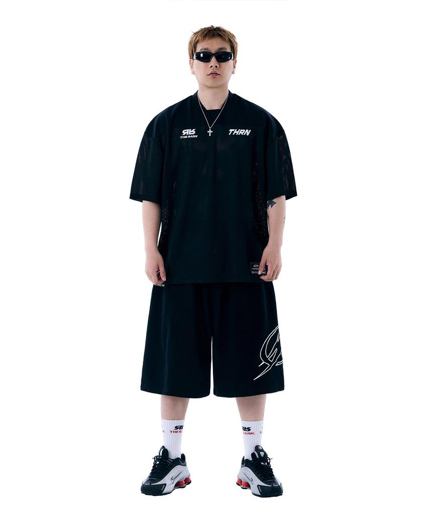 THERANK Side Symbol Tubular Pants [Black]