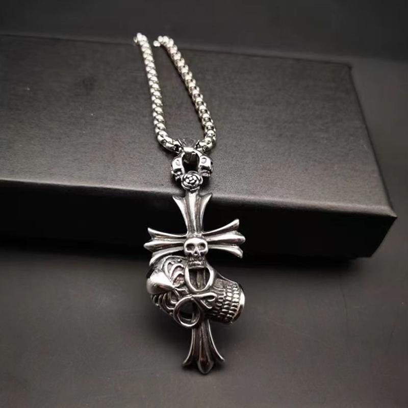 Кулон с черепом, ожерелье с крестом, кулон, мужское ожерелье, женское ожерелье