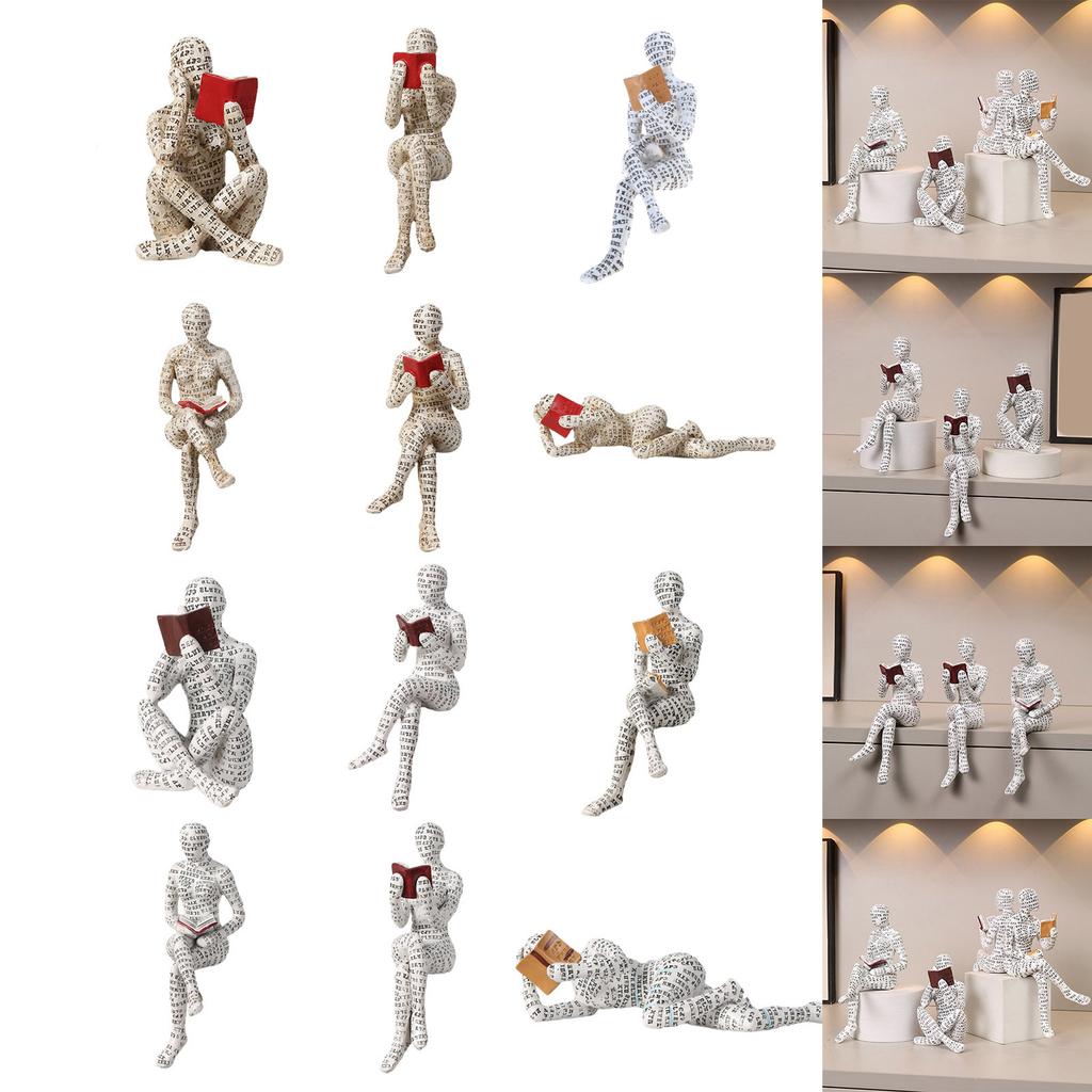 Reading Woman Figurine Ladies Reading Shelf Decor Innovative Lady Molding Bookshelf Ornaments
