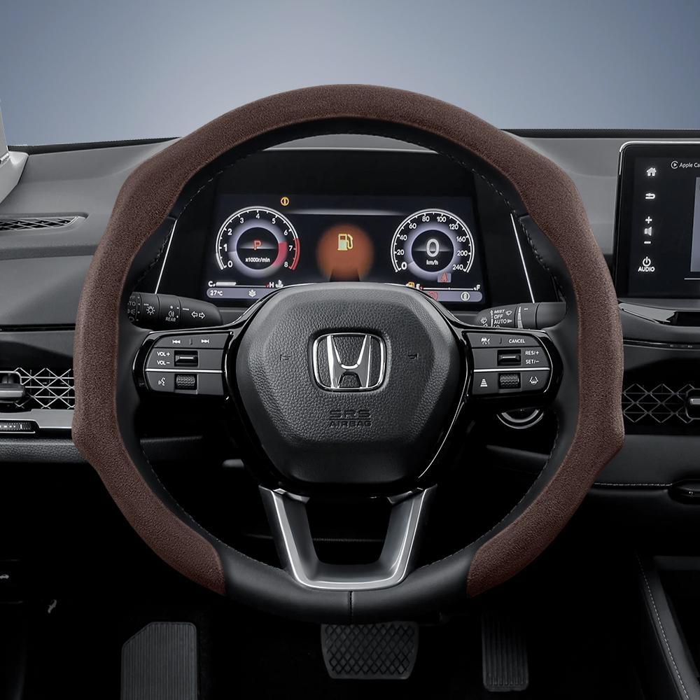 AAALV1 Suitable for Honda Premium Suede Snap-On Steering Wheel Cover Anti-Slip Durable Car Accessories Civic Fit 8Th Gen 8 City Accord 9 10 Vezel 