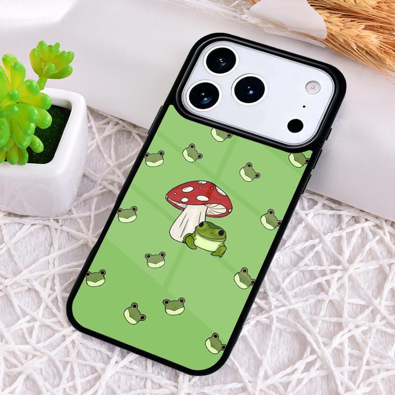 Милый Чехол-Грибок с Лягушкой для iPhone 17 Air 16 15 11 12 14 13 Pro Max Ударопрочный Чехол