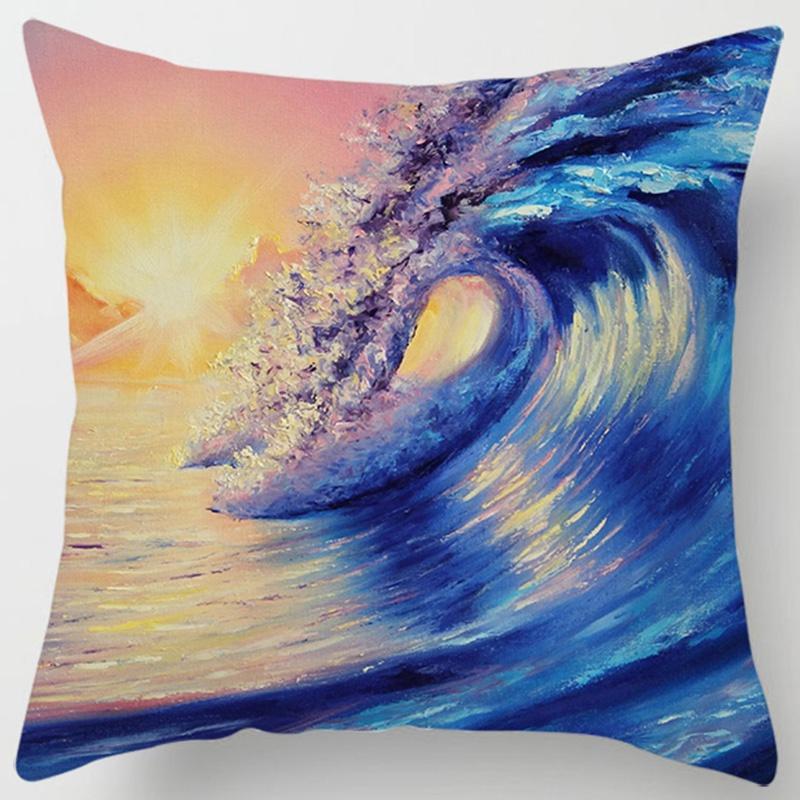 Wave Painting Series Pillow Gift Home Office Decoration Pillow Bedroom Sofa Car Cushion Cover