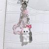 Creative Cute Flocked Kitten Strawberry Pendant Keychain Sweet Animal Keyring Backpack Decoration Accessories Best Friend Gifts