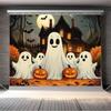 1pc Cute Scary Halloween Party Backdrop Ghost Pumpkin Skull for Halloween Party Decoration Dustproof Banner Photo Background