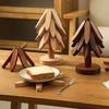 Christmas Tree Trivet Set Wooden Coasters with Stand Heat-Resistant Pot Holders Festive Table Protector for Hot Dishes