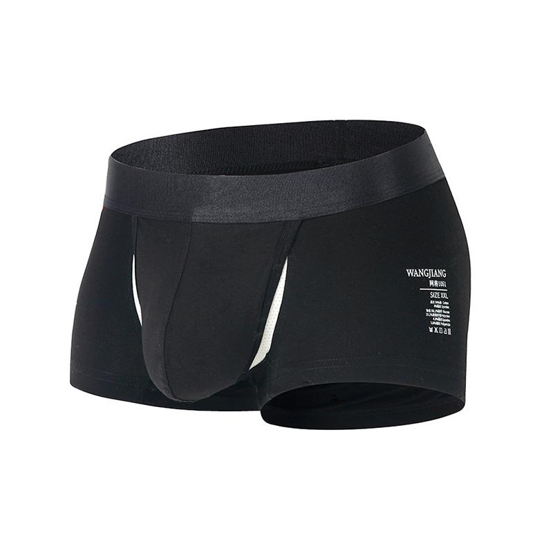 1 шт., хлопковые шорты со средней талией, U-образным вырезом, трусы-боксеры, сексуальные дышащие трусы большого размера с открытой передней частью для мужчин