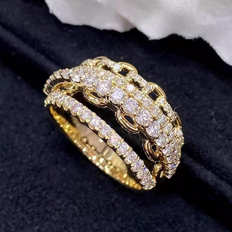 Ring woman, light luxury shiny buckle jewelry, line geometric high-end ring