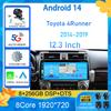 Android 14 автомобильный радиоприемник 12,3 дюйма для Toyota 4Runner 4 Runner 2014-2019 мультимедийный плеер GPS WIFI BT стерео QLED No 2 din DVD