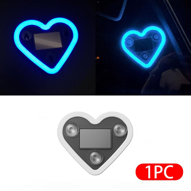 SEAMETAL LED Car Window Ambient Lamp Solar Energy Wiring Free Glowing Heart Atmosphere Neon Light Car Interior Decoration Accessories