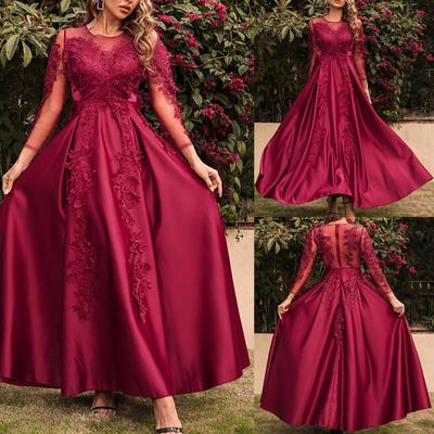 Женская мода сплошной цвет кружева большие качели сексуальное длинное платье со шлейфом вечернее платье