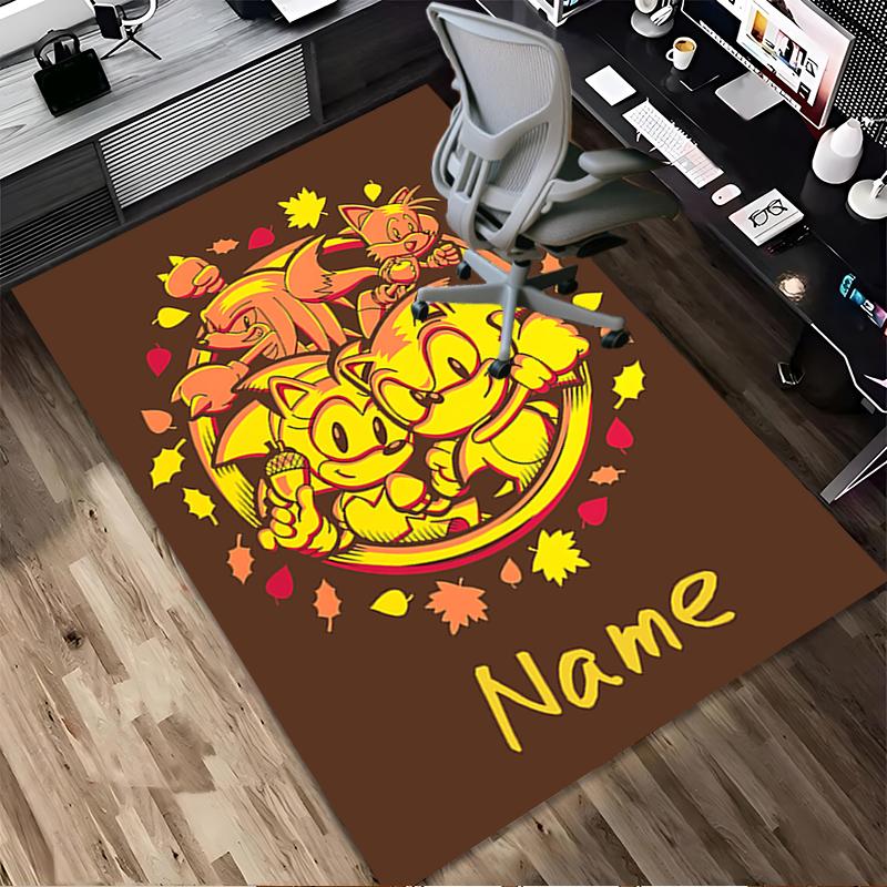 Personalized Name Sonic Adventure Living Room Non-Slip Area Rug Soft Carpet for Bedroom Playroom Sofa Office Home Decor Doormat