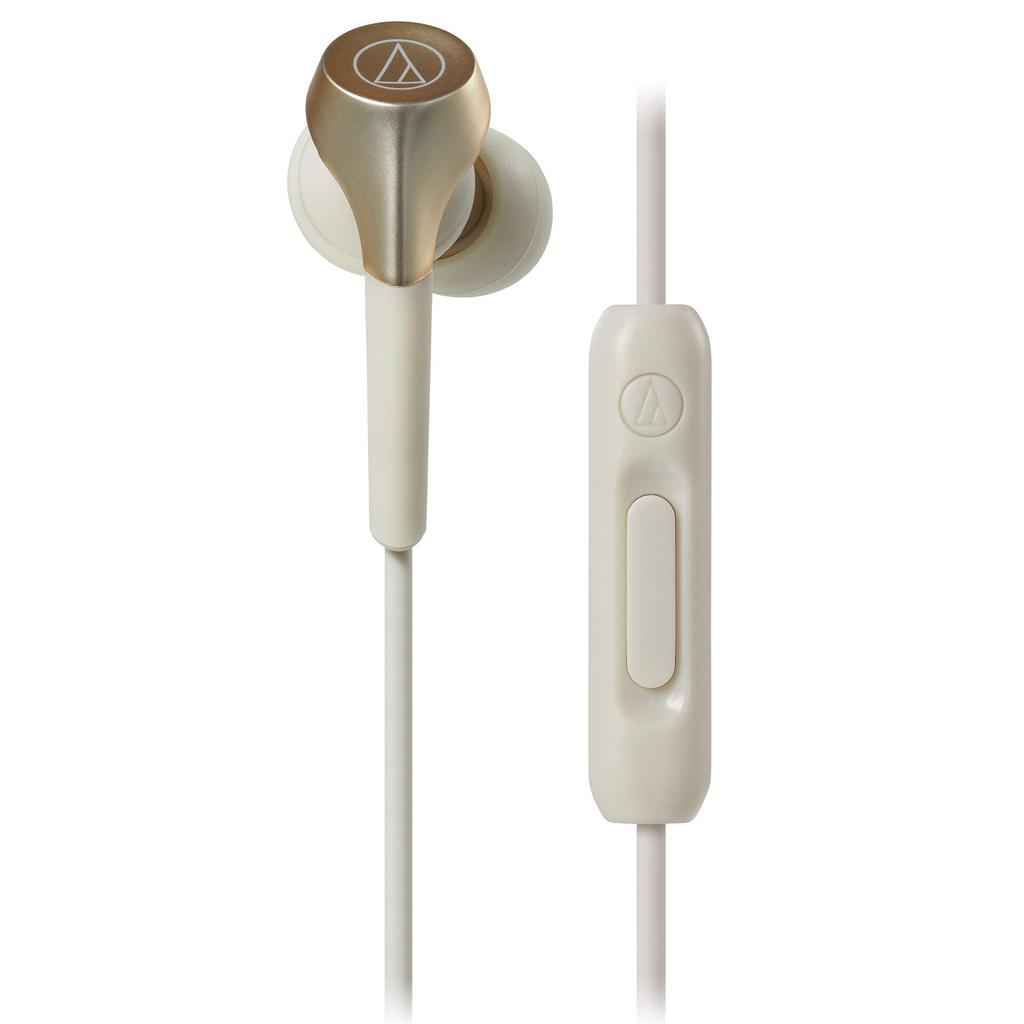 Audio-Technica ATH-CKS550XiS CG Wired In-Ear Earphones for Smartphones, Deep Bass, High-Resolution Audio Compatible, Champagne Gold