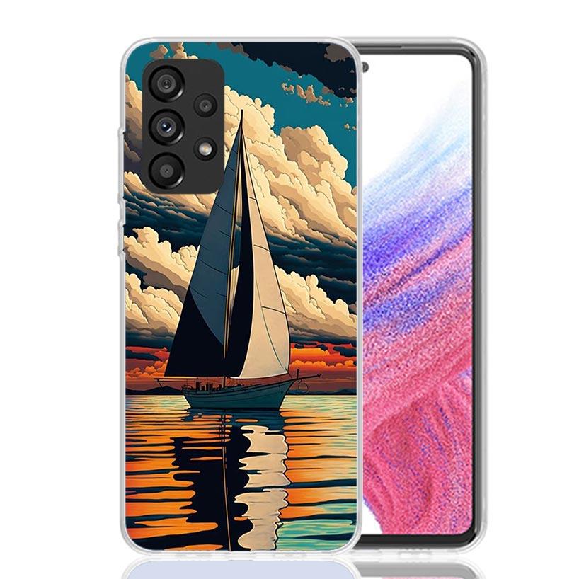 Sailing Boat Sunset Phone Case For Samsung Galaxy A13 A14 A15 A16 A53 A54 A55 A56 A33 A34 A35 A36 A23 A24 A25 A26 A05S A04S A73