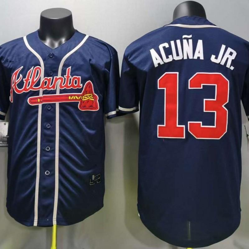 Embroidered Baseball Cap Atlanta Braves 13 Ronald Acuna Jr Navy Blue Adjustable Unisex Sports Fan Hat