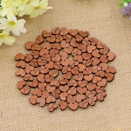 100Pcs/Lot Love Heart Shape Wood Sewing Appointment Wedding Decoration Buttons