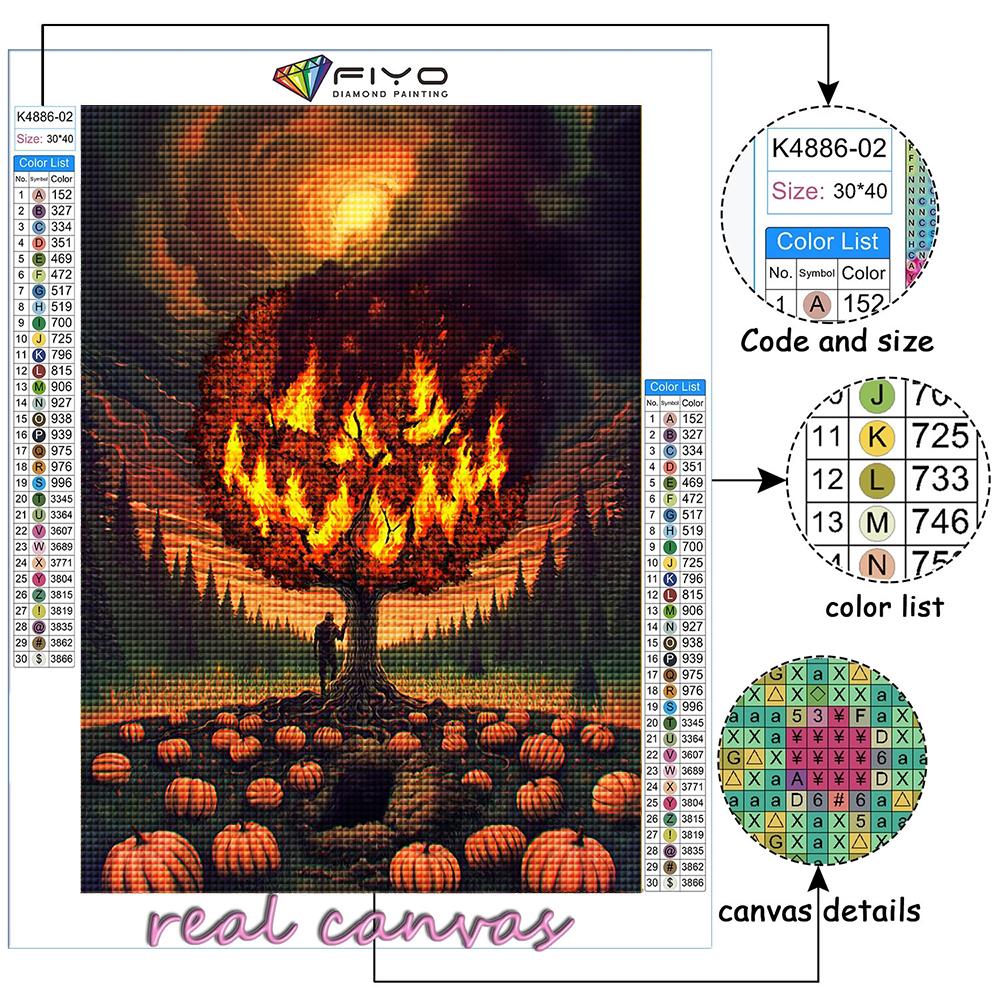 5D Diy Алмазная картина Хэллоуин Страшный тыквенный пейзаж Вышивка крестом Полная алмазная вышивка Мозаика