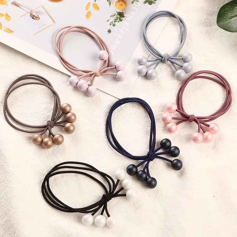 Multicolor Pearls Hair Holders Rubber Bands Elastic Girl Ponytail Tie Gum Hair Accessories Headwear