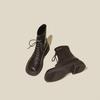 Show Small Feet! Leather Martin Boots Women's 2025 New Spring and Autumn Single Boots British Thick-soled Small Men Look Thin Short Boots Women