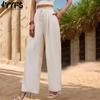 Women's Fashion Casual Solid Color Print High Waist Trousers Pants & Capris