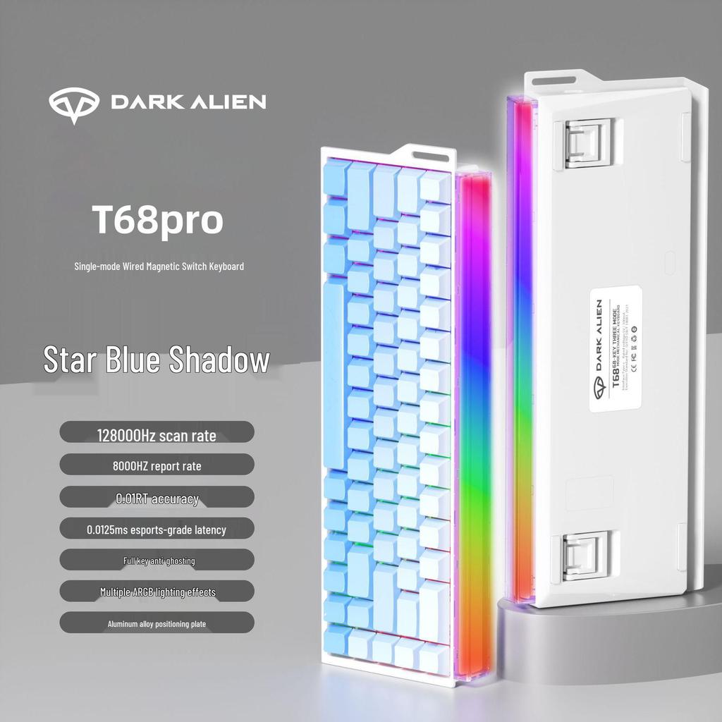 Магнитная механическая игровая клавиатура T68PRO с RGB, регулируемым срабатыванием, низкой задержкой, боковой гравировкой.