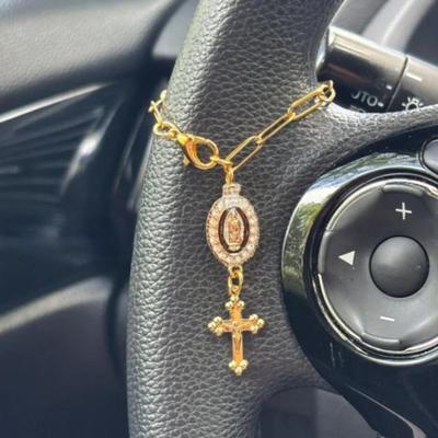 Подвеска-четки на руль, католические четки, подвеска, аксессуар для подвешивания, крест, Дева Мария