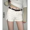 The Pink Lowrise Rollup Side Button Shorts