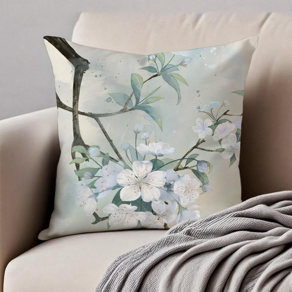 Цветы груши Цветы абрикоса Весенний цветок Наволочка для подушки Чехол для подушки Антипылевой Невидимая молния Короткий плюш Подушка для дивана