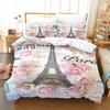 3D Eiffel Tower Bedding Set French Romantic Love Duvet Cover 2/3 Pieces AU180 * 210 Single/Double Soft Washable Home Decoration