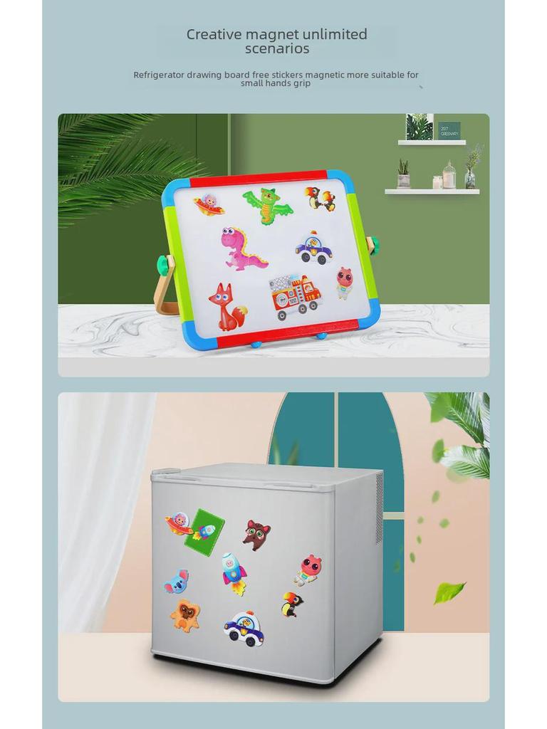 Children's Wooden Magnetic Animal Puzzle and Drawing Board