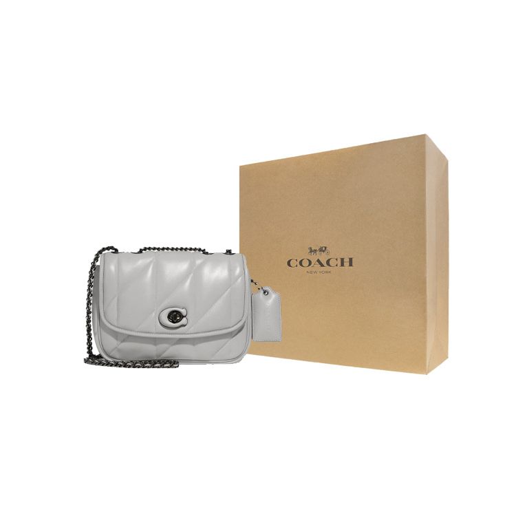 Coach Pillow Madison 24 Quilted Turnlock Chain Shoulder Bag Women Shoulder Bag Dove-Gray C8560-V5DOY