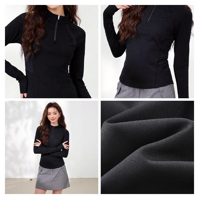 MJ STYLE Women's Half-Zip Mock Neck Athletic Base Layer