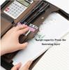 PU Leather Business with Zipper All-in-One Presentation Slot of Portfolio Solar Calculator and Card Storage Writing Pad