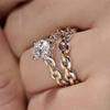 Super New Two-Piece Women's Yellow and Silver Diamond Chain Ring - Elegant Two-Tone Wedding & Engagement Jewelry