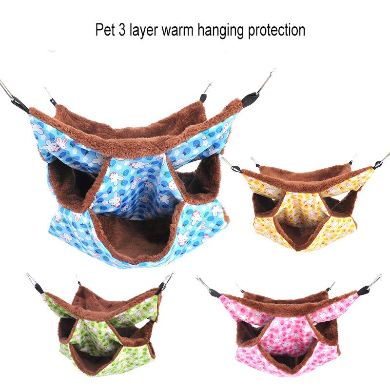 Сплошной цвет, зимний гамак для домашних животных, двухслойный толстый плюшевый гамак для хомяка, шиншилла, морская свинка, хорек, спальный мешок, клетка для хомяка